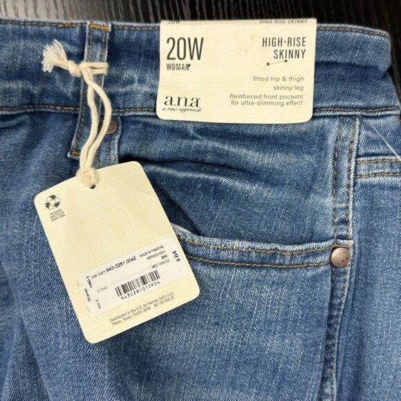 923. Size 20W - A.N.A - High-Rise Skinny Denim Jeans NEW - Picture 2 of 8